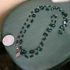 CH Black Glass Bead Copper Link Necklace